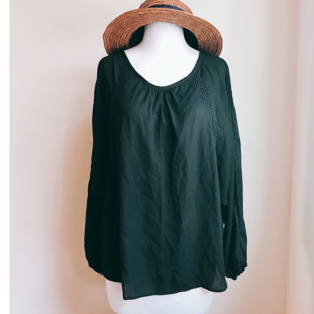 Tokyo Talkies Lace Trim Boho Blouse